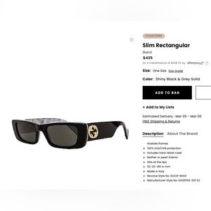 Gucci Slim Rectangular Sunglasses